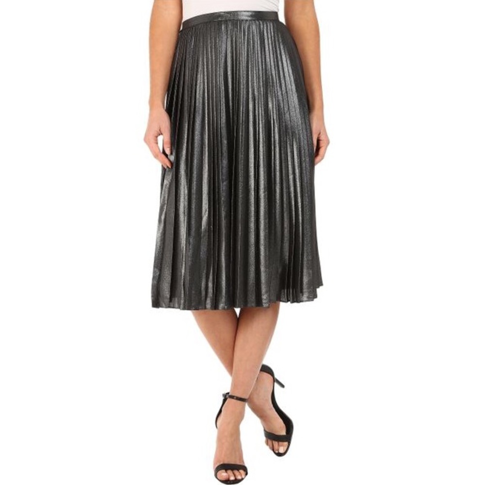 NWT Ted Baker gunmetal pleated midi skirt